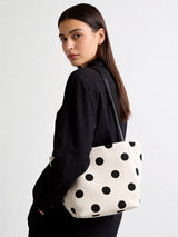 Polka Dot Canvas Tote - Ivory