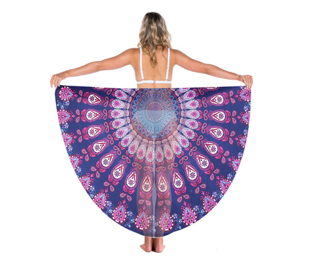 TODO Luxury Edition Chiffon Digital Print Beach Throw Yoga - Purple