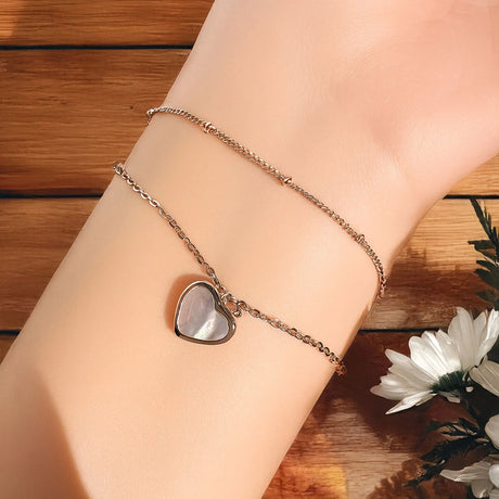 Bullion Gold River's Heart Bracelet in Rose Gold Stainless Steel