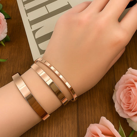 Bullion Gold Avenue Classic Cuff Bangle Rose Gold - 4mm
