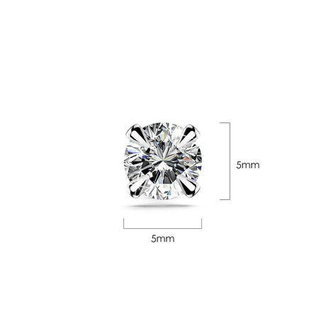 Solid 925 Sterling Silver Round Brilliant Cut Stud Earrings