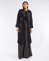 Amelius Elvie Linen Trench Coat - Black