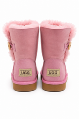 Australian Leather Ugg 1Button Short Sheepskin - Pink - AU6