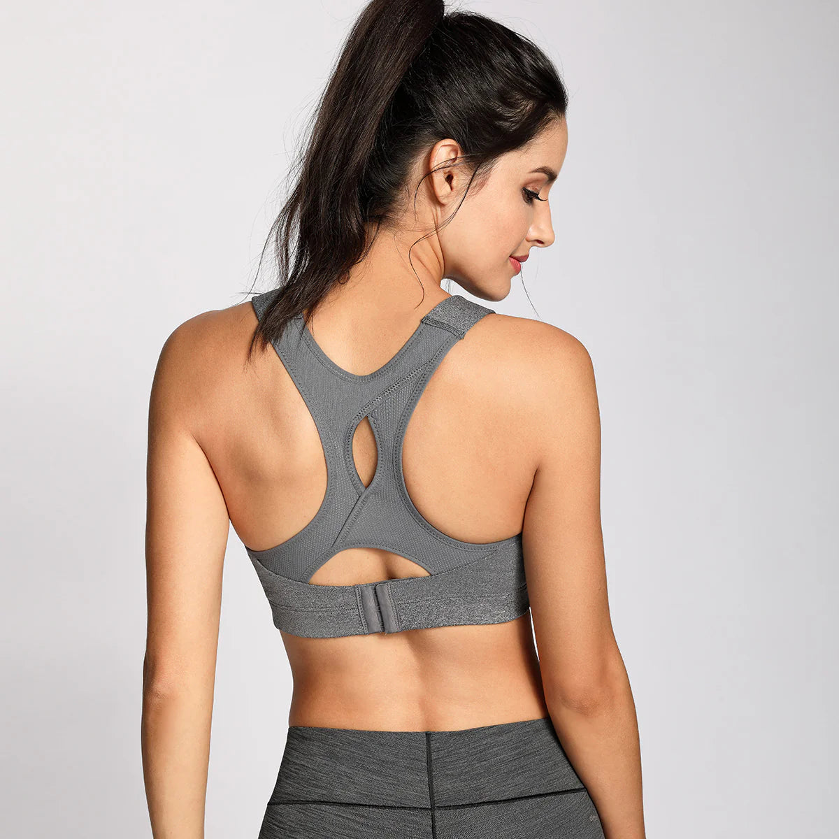 High Impact Lightly Padded Wireless Active Bra - Grey