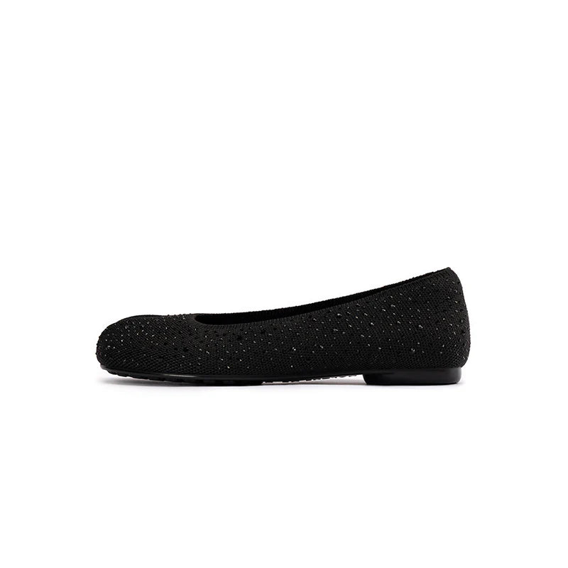 Glam Rhinestone Split Toe Flats - Black