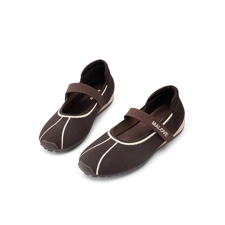 Sport Ballet Mary Jane Flats - Chocolate