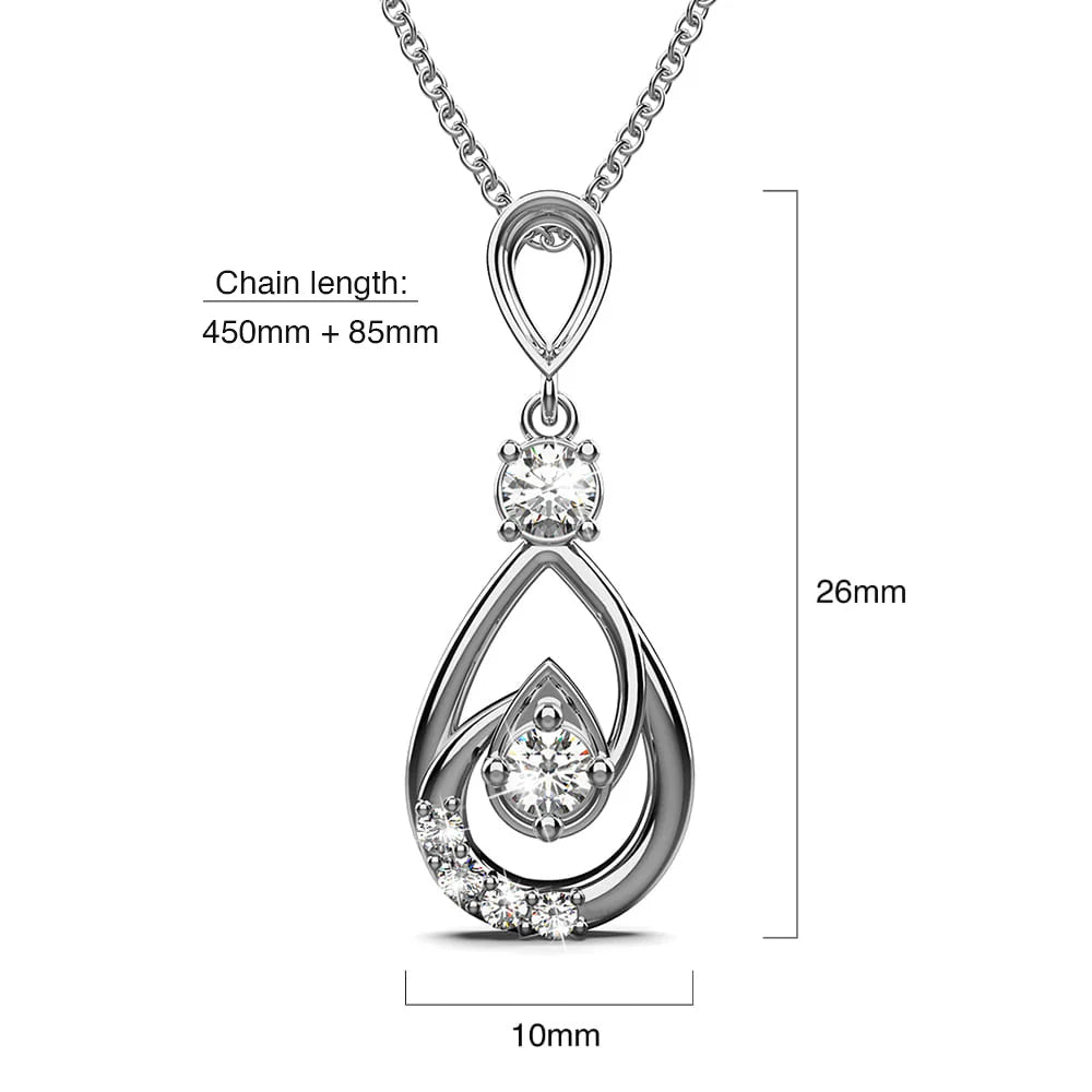Krystal Couture Periwinkle Teardrop Necklace Embellished with Crystals from Swarovski in White Gold