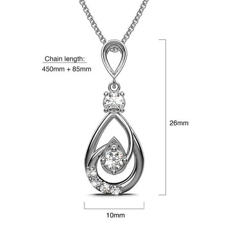 Krystal Couture Periwinkle Teardrop Necklace Embellished with Crystals from Swarovski in White Gold