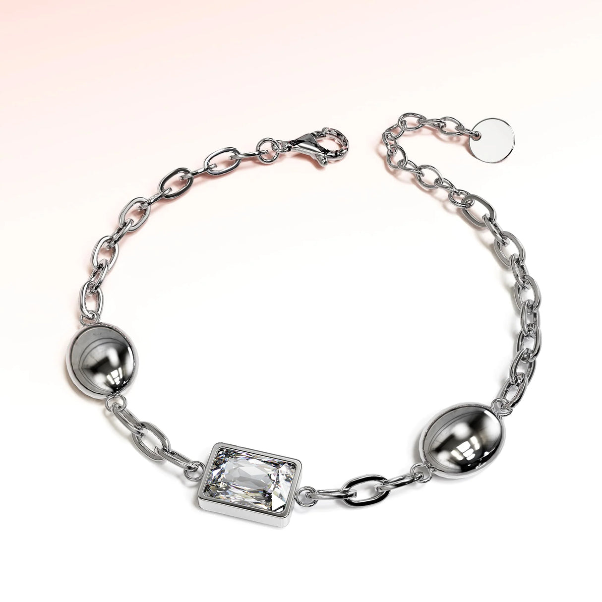 Krystal Couture Oval Square Zirconia Bling Bracelet in White Gold