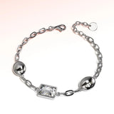 Krystal Couture Oval Square Zirconia Bling Bracelet in White Gold