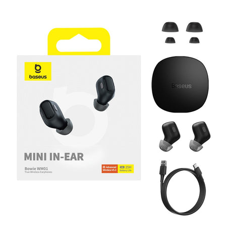 Baseus Bowie True Wireless Earphones Bluetooth V5.3 TWS Earbud WM01 - Black