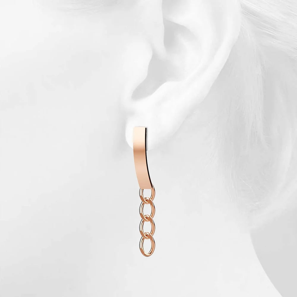 Bullion Gold Royal Chain Stud Earrings in Rose Gold