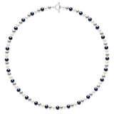 Necklace of Real Cultured Freshwater Pearls and Round 6-7 mm - Natural White + Grey (Pearl Grey) + Black "Tahitian Style" - Longueur 42 cm