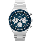 Timex Men’s Q Timex Chronograph Silver & Blue