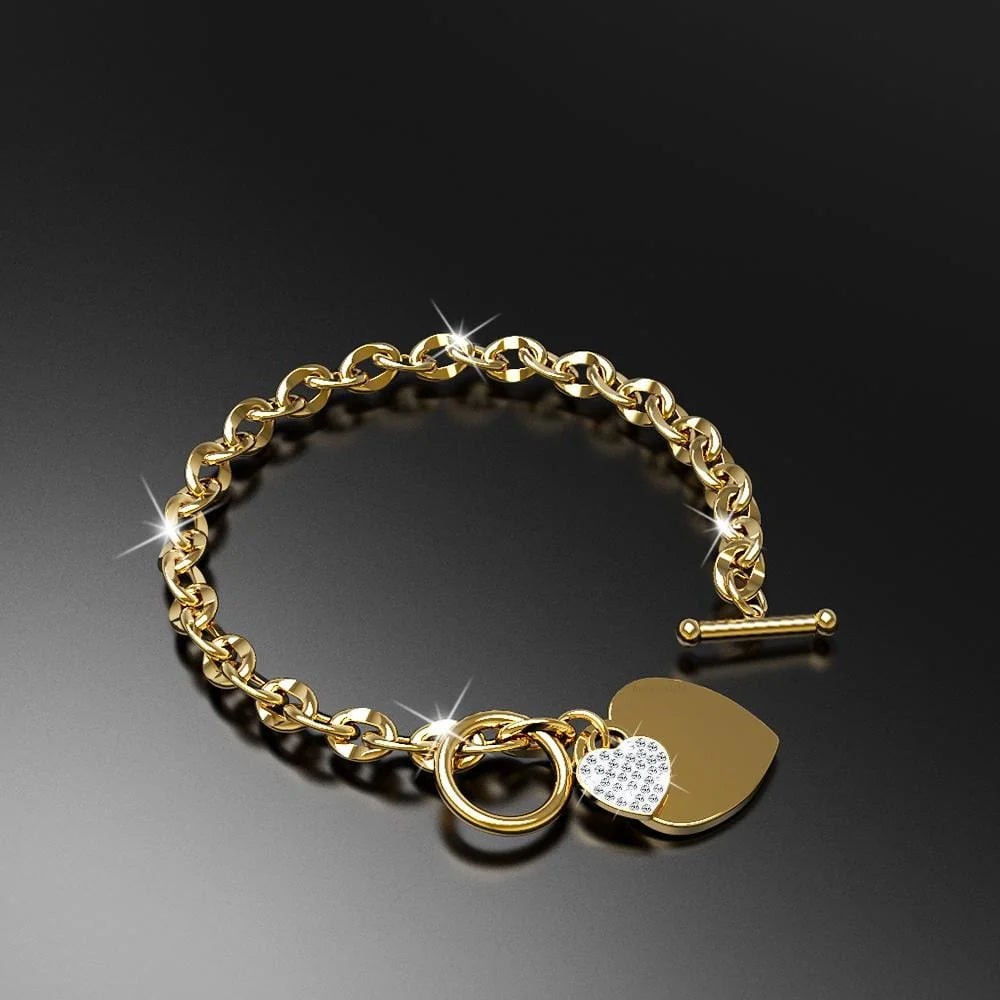 Bullion Gold Diamond cut Belcher Chain T-lock Toggle Bracelet in Gold Layered Steel Jewellery