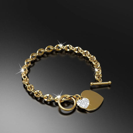 Bullion Gold Diamond cut Belcher Chain T-lock Toggle Bracelet in Gold Layered Steel Jewellery