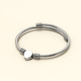 Bullion Gold Heart Motif Charmed Stretched Spiral Coil Bangle White Gold Layered