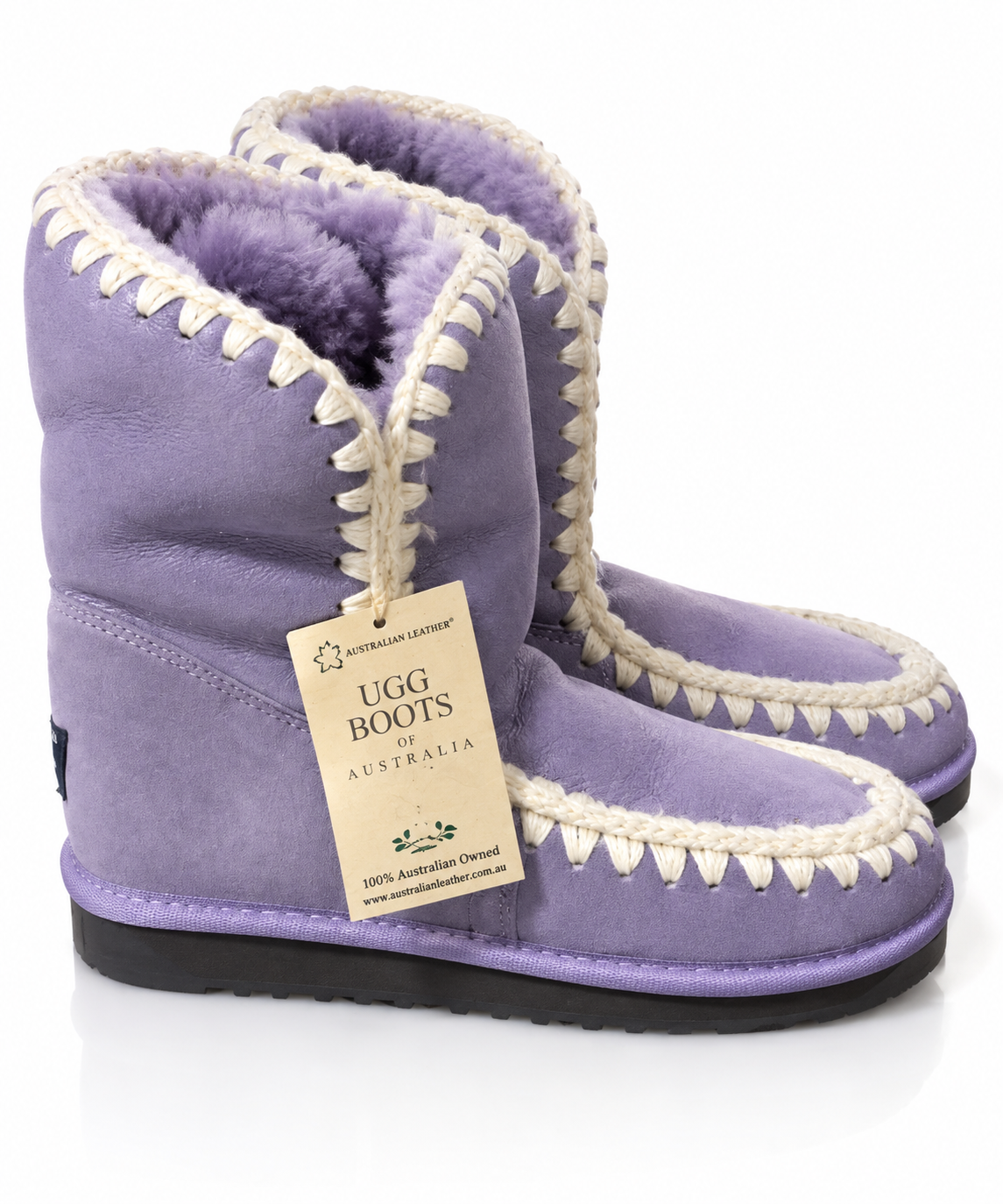 Australian Leather Ugg Short Trim Eskimo -Lilac - AU9