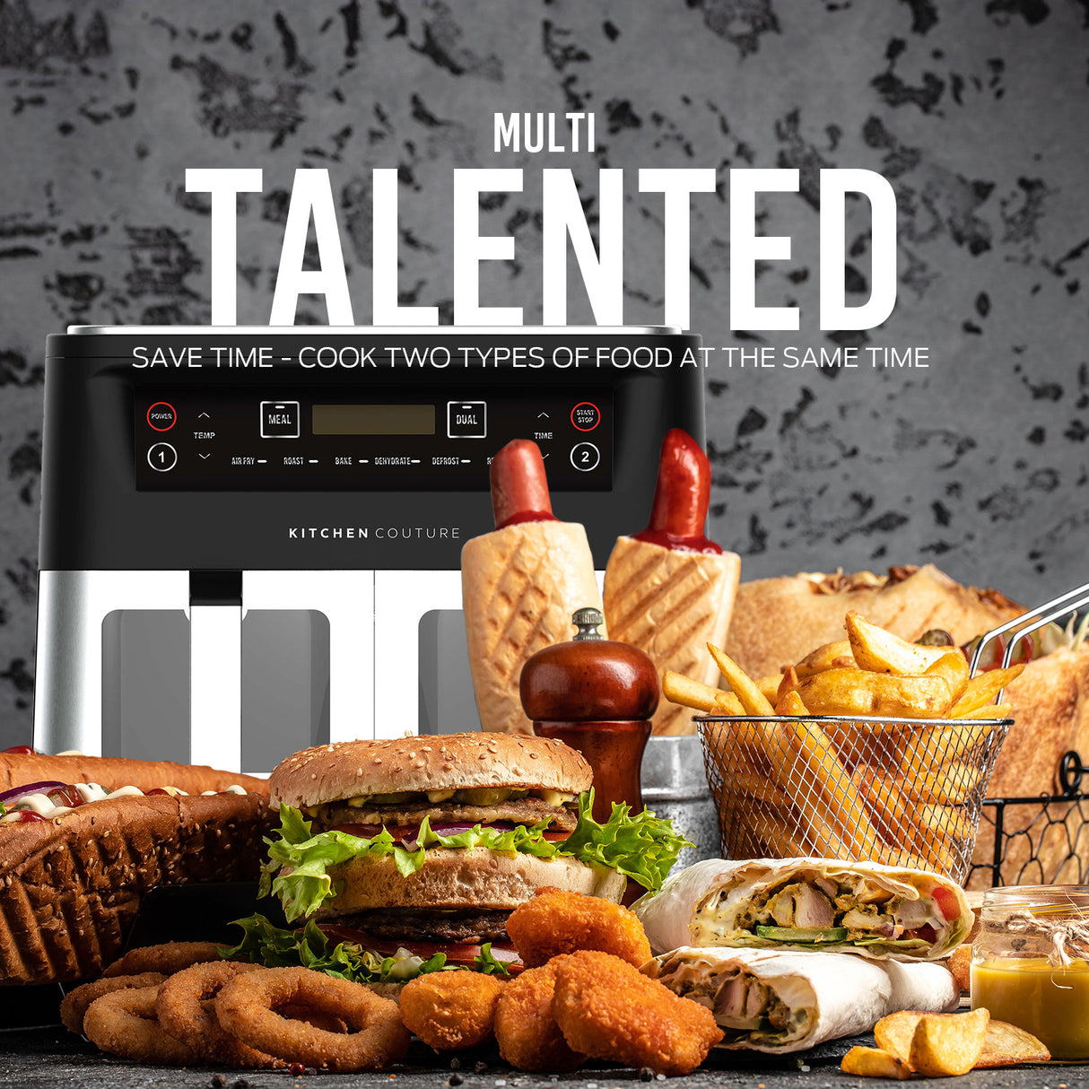Kitchen Couture Dual View 10L Stainless Air Fryer