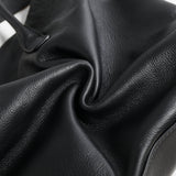 Pebbled Leather Wing Tote Bag - Black