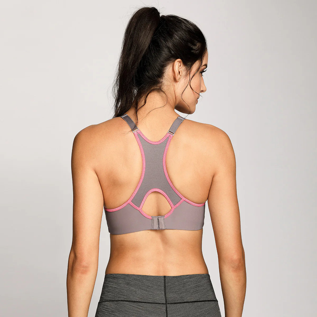 Full Support High Impact Padded Sports Bra - Grey