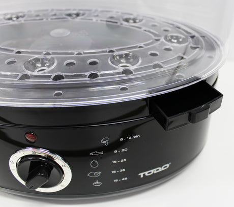 TODO 9L Steam Cooker Steamer 3 Tray 800W Power Dial Timer Healthy Stackable
