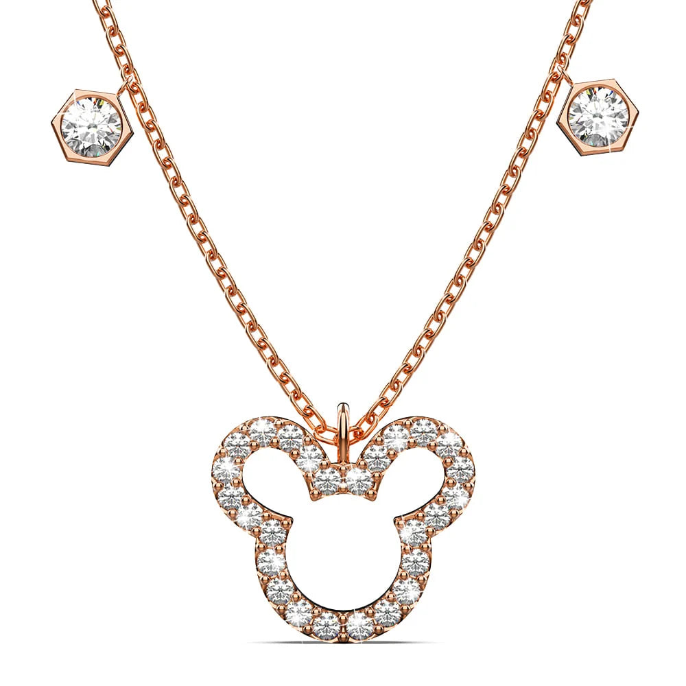 Boxed Rose Gold Mickey Bracelet and Necklace Set Embellished with SWAROVSKI® Crystals