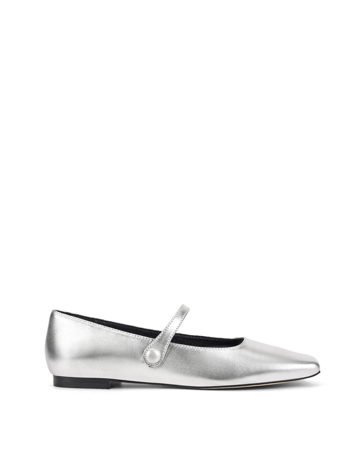Siren Square Toe Ballets - Silver Metallic Leather