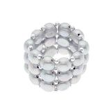 Ring 3 Rows - Pearl Grey Natural Pearl - Size adjustable from Size 48 to Size 62 ( France ) - see enclosed Sizer