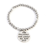 Bullion Gold She Believed She Could Inscriptions White Gold Layered Bracelet