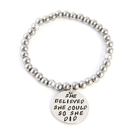 Bullion Gold She Believed She Could Inscriptions White Gold Layered Bracelet