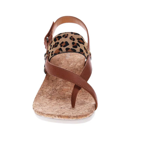 Revere Honolulu Back Strap Wedge - Cognac/Leopard