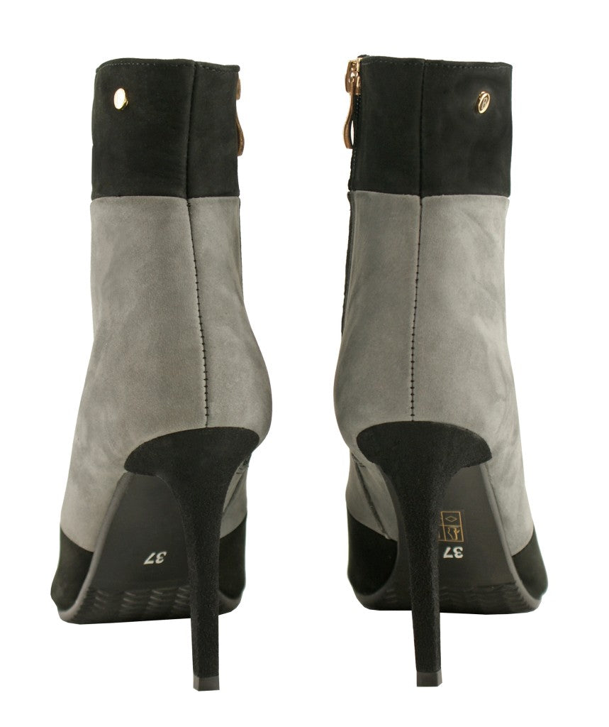 Bosccolo Womens Spike Heel Boots - Grey/Black Nubuk