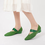 Princess Crystal Strap Mary Jane Wedges - Green