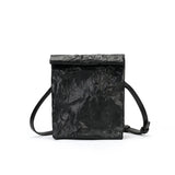 BAMEI Crinkled Roll-Top Crossbody Bag - Black