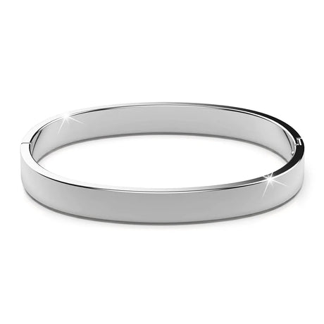 Bullion Gold Serena Solid Flat Hinged Bangle in Silver