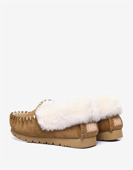 Popo Cow Suede Moccasin in Chestnut