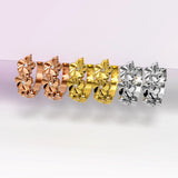 Krystal Couture Floral Trio Huggie Earrings Embellished in Swarovski Crystals in Yellow Gold