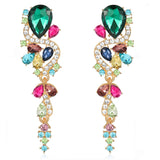 Liv Oliver 18K Gold  Multi Color Statement Crystal Chandelier Earrings