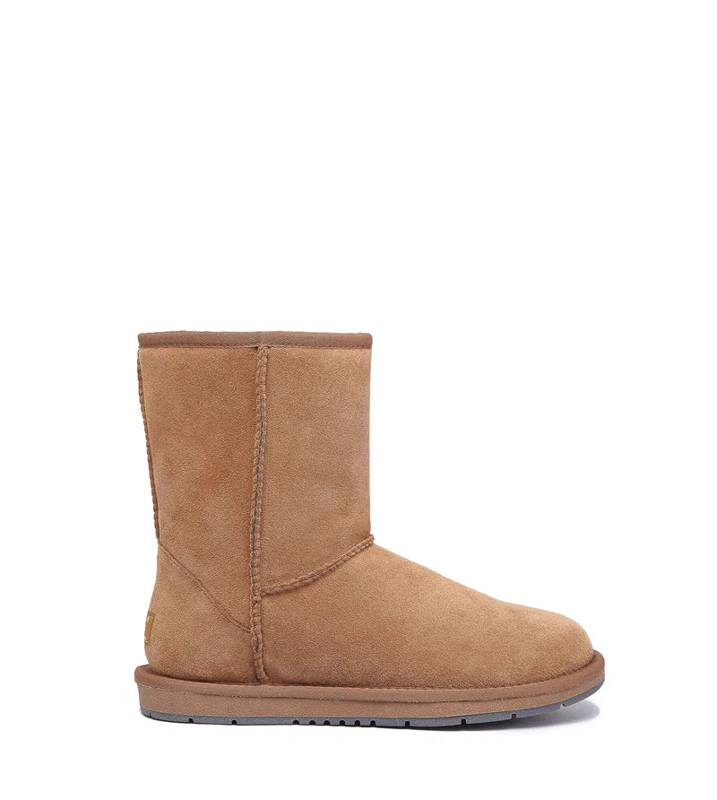 Short Classic Suede Boots in Chestnut