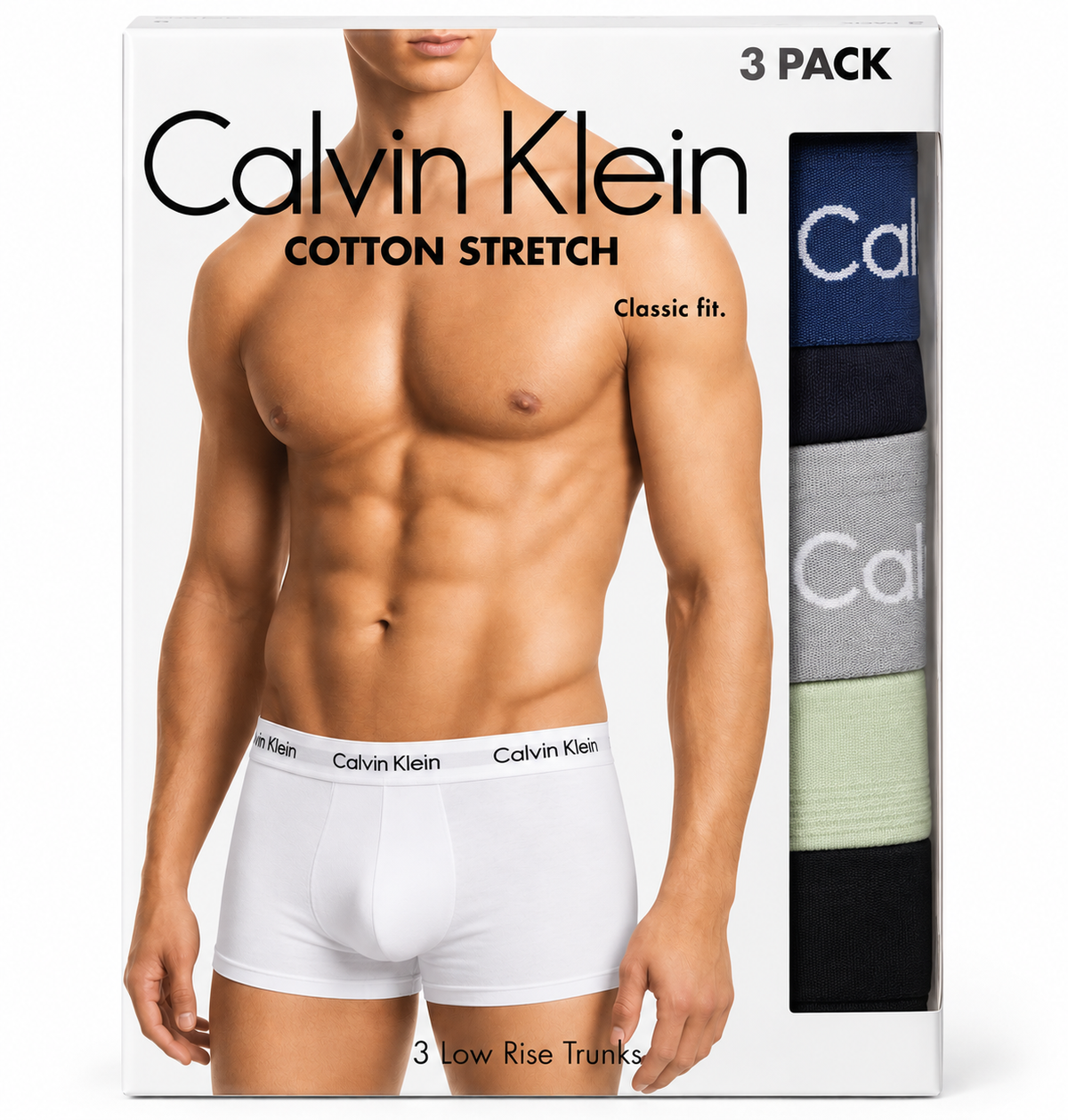 Calvin Klein Men's Cotton Stretch 3-Pack Low Rise Trunks - Black/Multi