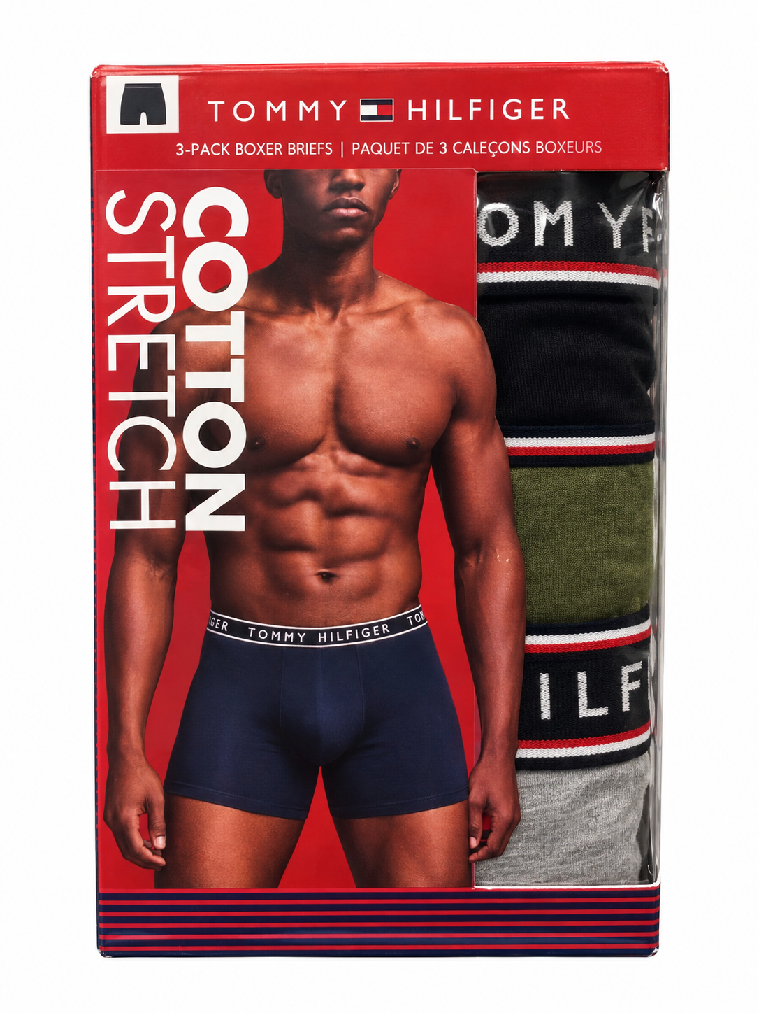 Tommy Hilfiger Men's 3 Pack Cotton Stretch Boxer Brief - Green Tea