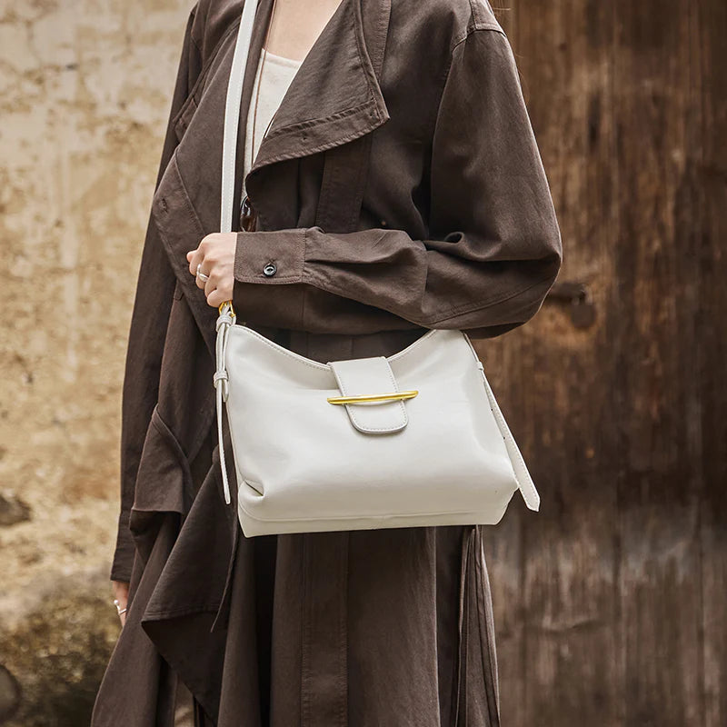 Nalandu Luxe Glossy Hobo Shoulder Bag - White