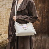 Nalandu Luxe Glossy Hobo Shoulder Bag - White