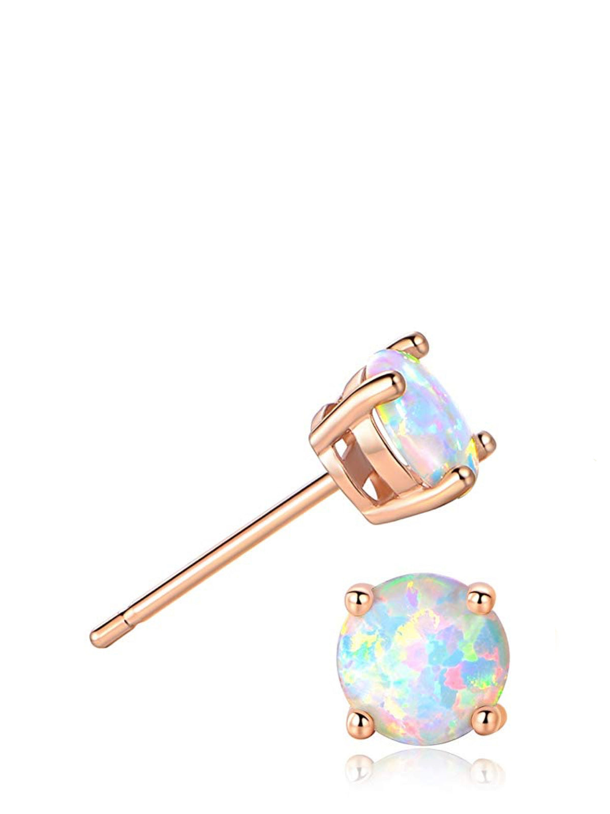 Liv Oliver 18K Rose Gold Plated White Opal Stud Earrings