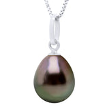 Pendant Articulated Thread White Gold 750 and Real Cultured Tahiti Pearl Pear 8-9 mm - Length chain offered for free 42 cm