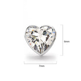 Solid 925 Sterling Silver Heart Bezel Studs Clear