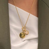 Bullion Gold Yin Yang Heart Gold Charm Necklace