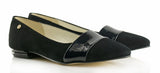 Bosccolo Womens Ballerina Pas - Black Suede/Lacquered