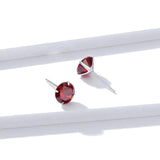 Solid 925 Sterling Silver Scarlet Diamond Round Cut Four Prong Stud Earrings